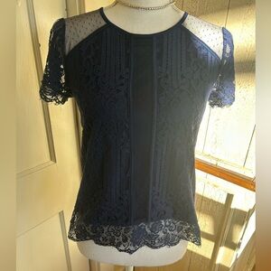 Express Navy Lace Blouse